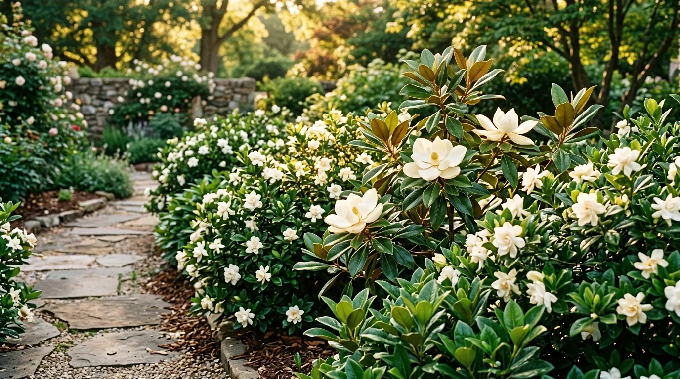 Gardenias and Magnolias Along a Border